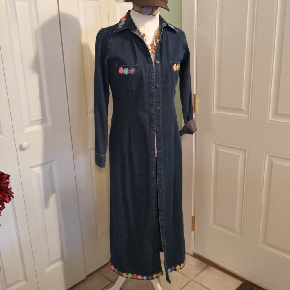 2434 Jeaniemade Size M Austin Treading Co. 100% Cotton Upcycled Long Duster - Picture 1 of 8